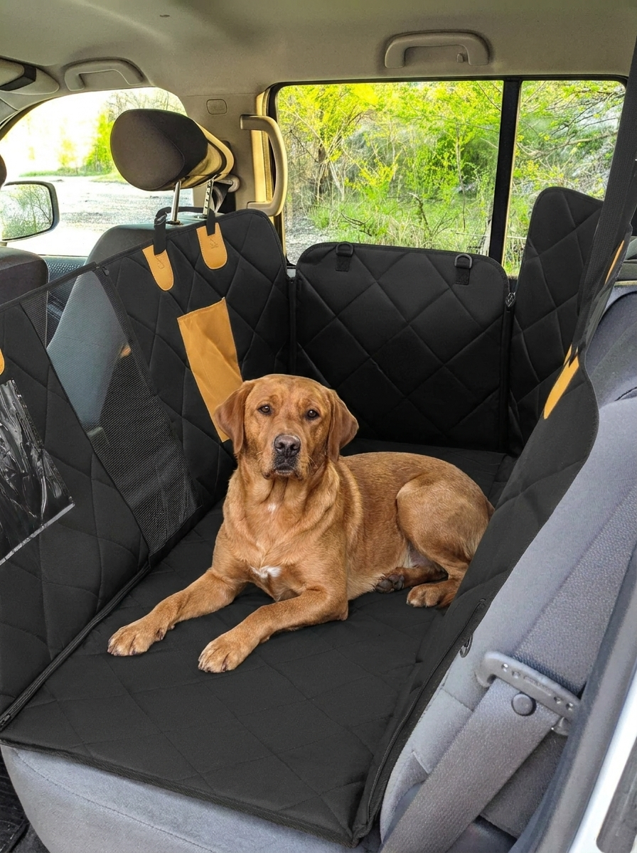 Waterproof Dog Car Seat Cover with Mesh Windows